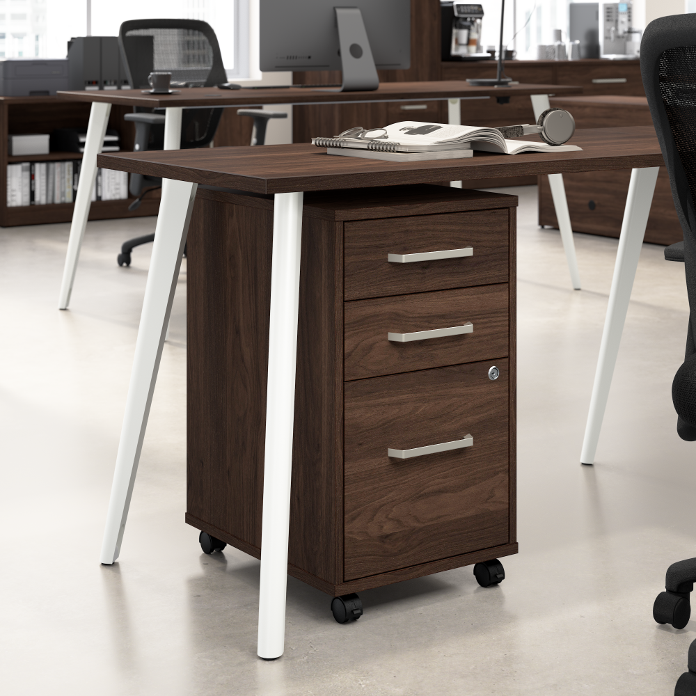 Shop Bush Business Furniture Vista 3 Drawer Mobile File Cabinet, Image 02, VSF116BWSU, #color_black walnut