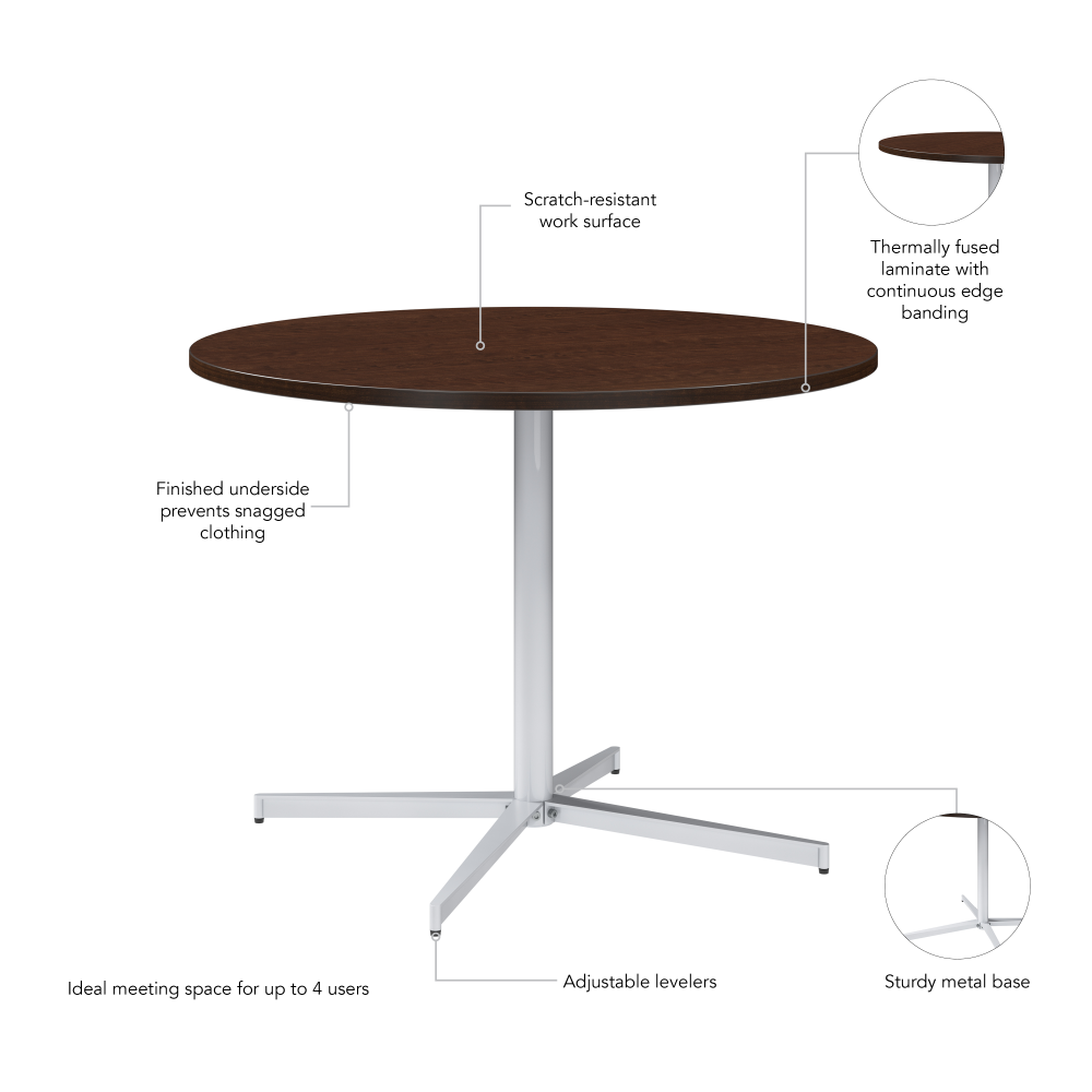 Shop Bush Business Furniture 42-inch Round Conference Table with Metal Base, Image 05, 99XTB42RMR, #color_mocha cherry/cool gray metallic