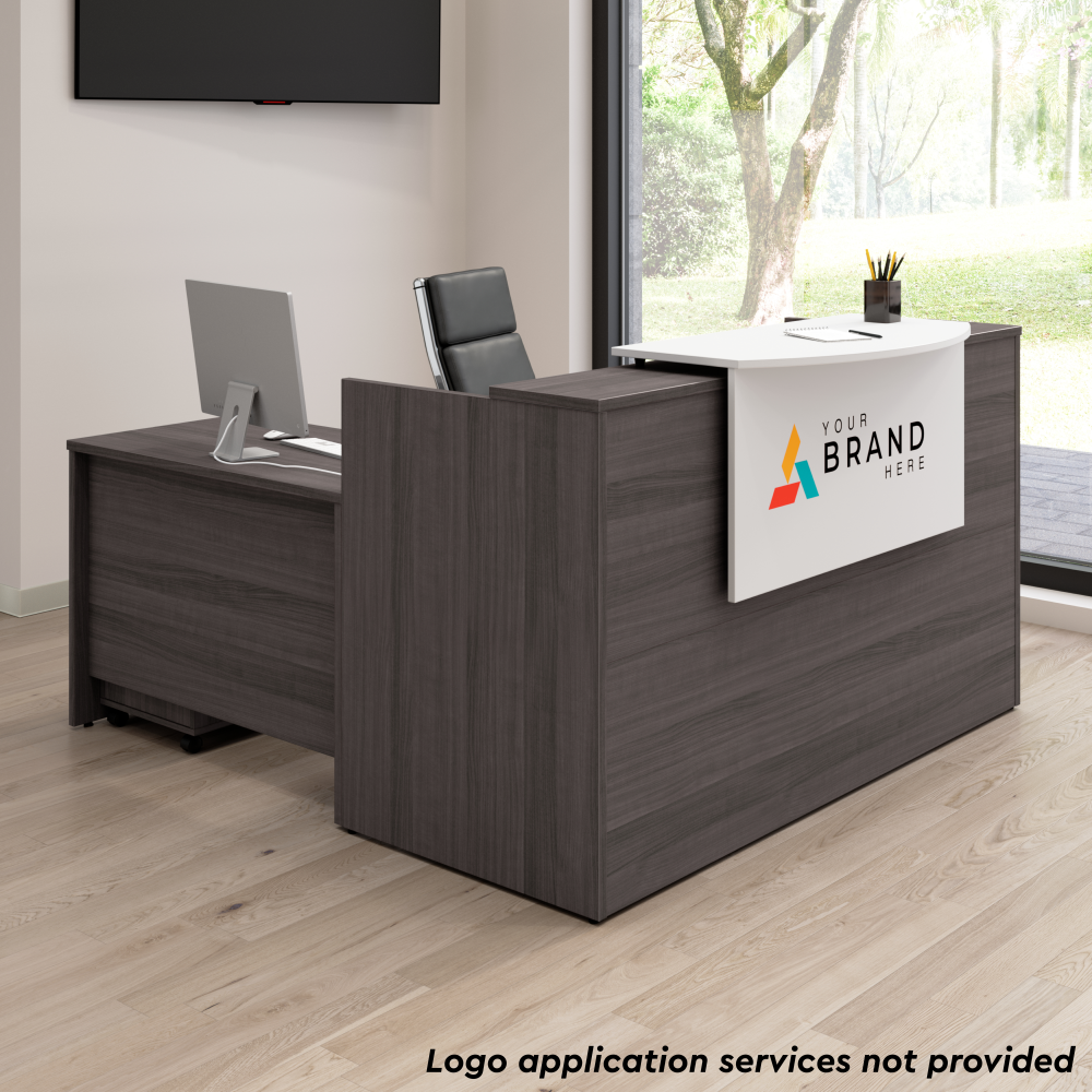Shop Bush Business Furniture Arrive 72W x 72D L Shaped Reception Desk with Counter and Mobile File Cabinet, Image 04, ARV010SG, #color_storm gray