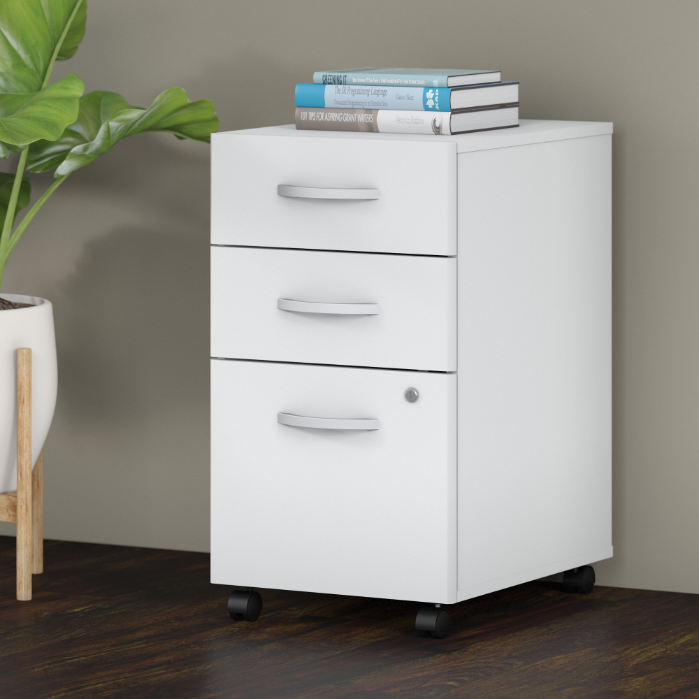 Shop Bush Business Furniture Studio C 3 Drawer Mobile File Cabinet, Image 02, SCF216WHSU, #color_white