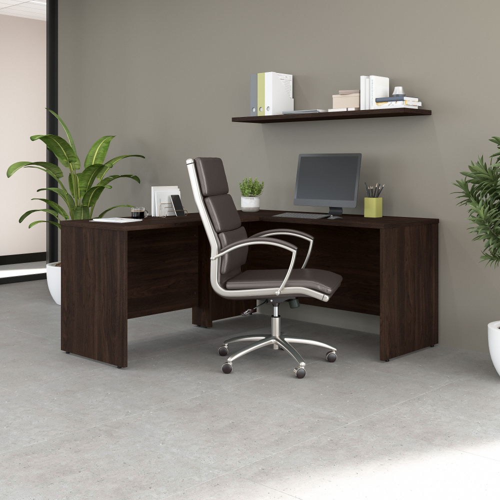 Shop Bush Business Furniture Studio C 60W x 24D L Shaped Desk with 42W Return, Image 02, STC051BW, #color_black walnut