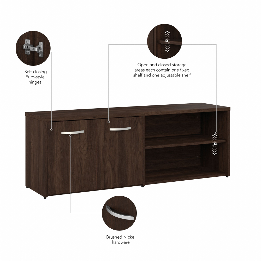 Shop Bush Business Furniture Hybrid Low Storage Cabinet with Doors and Shelves, Image 08, HYS160BW-Z, #color_black walnut