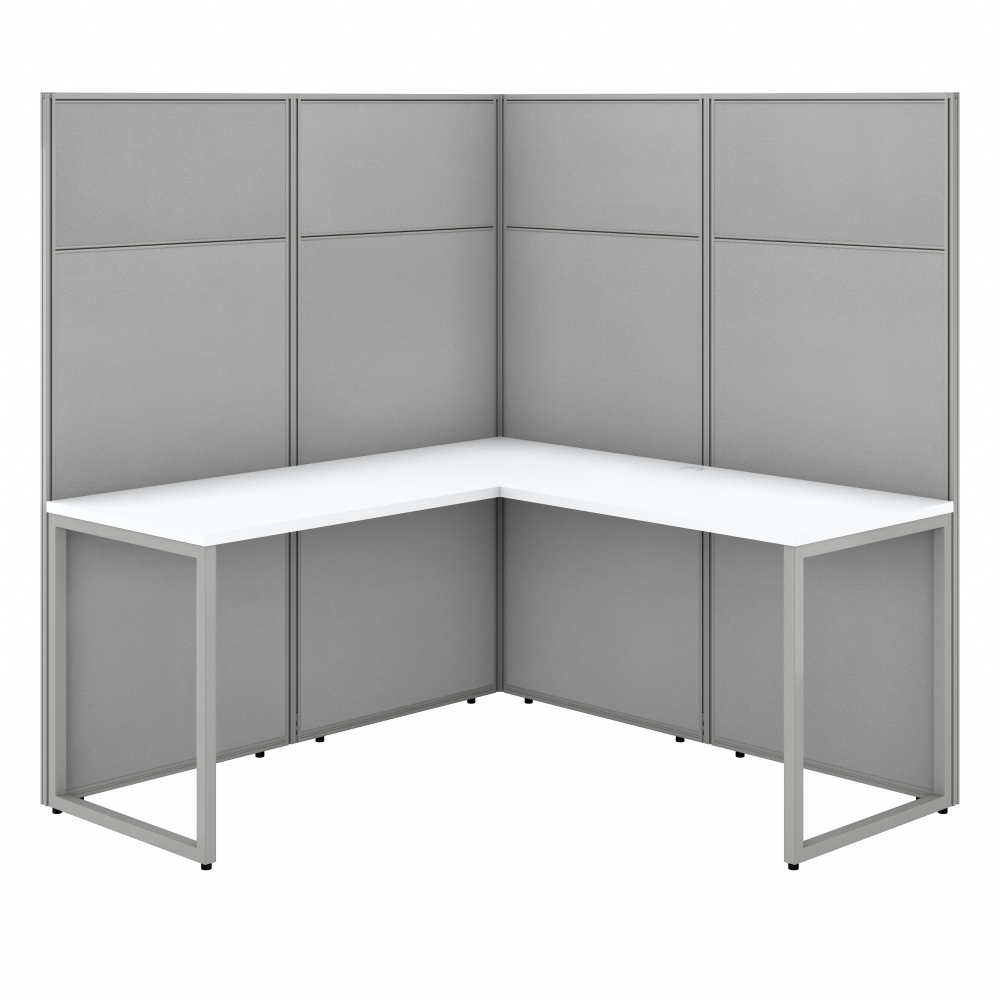 Shop Bush Business Furniture Easy Office 60W L Shaped Cubicle Desk Workstation with 66H Panels, Image 01, EODH360WH-03K, #color_pure white/silver gray fabric