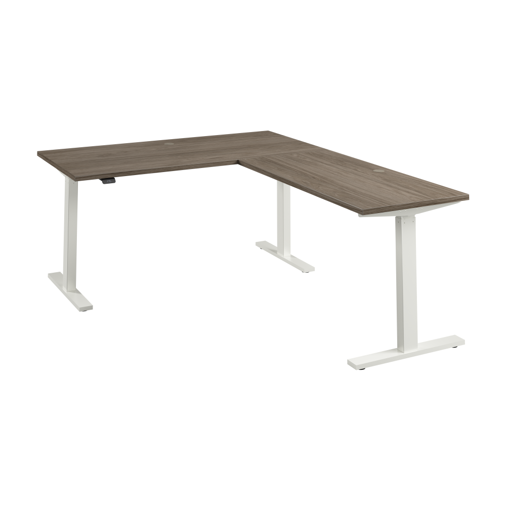 Shop Bush Business Furniture Move 60 Series 60W Height Adjustable L Shaped Standing Desk, Image 01, M6SL6078MHWK, #color_modern hickory/white powder coat