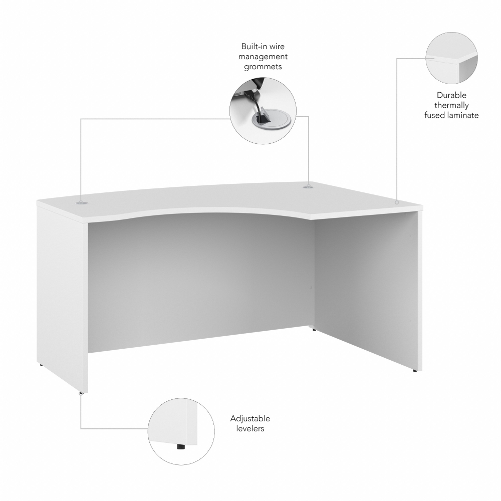 Shop Bush Business Furniture Studio C 60W x 43D Right Hand L-Bow Desk Shell, Image 07, SCD560WH, #color_white