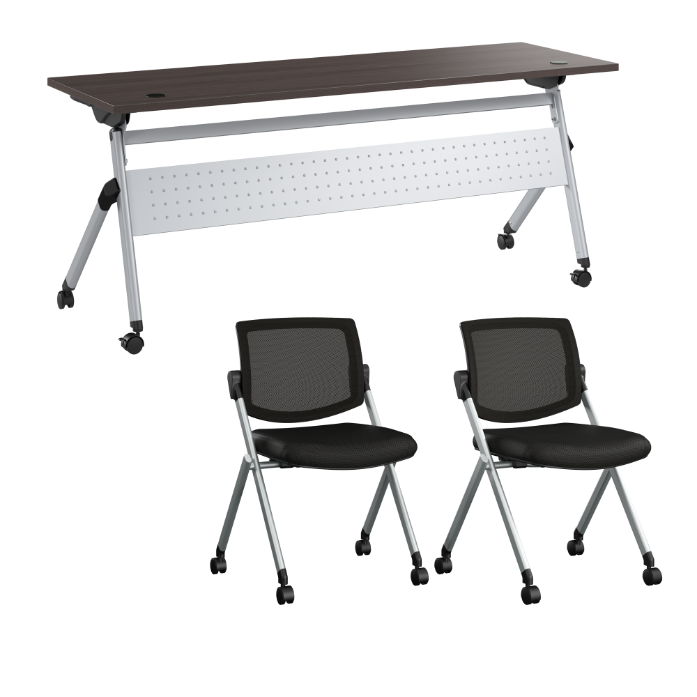 Shop Bush Business Furniture Envision 72W Folding Training Table and 2 Folding Chairs, Image 01, NVS004SG, #color_storm gray/cool gray metallic