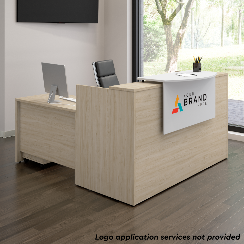Shop Bush Business Furniture Arrive 72W x 72D L Shaped Reception Desk with Counter and Mobile File Cabinet, Image 04, ARV010NE, #color_natural elm