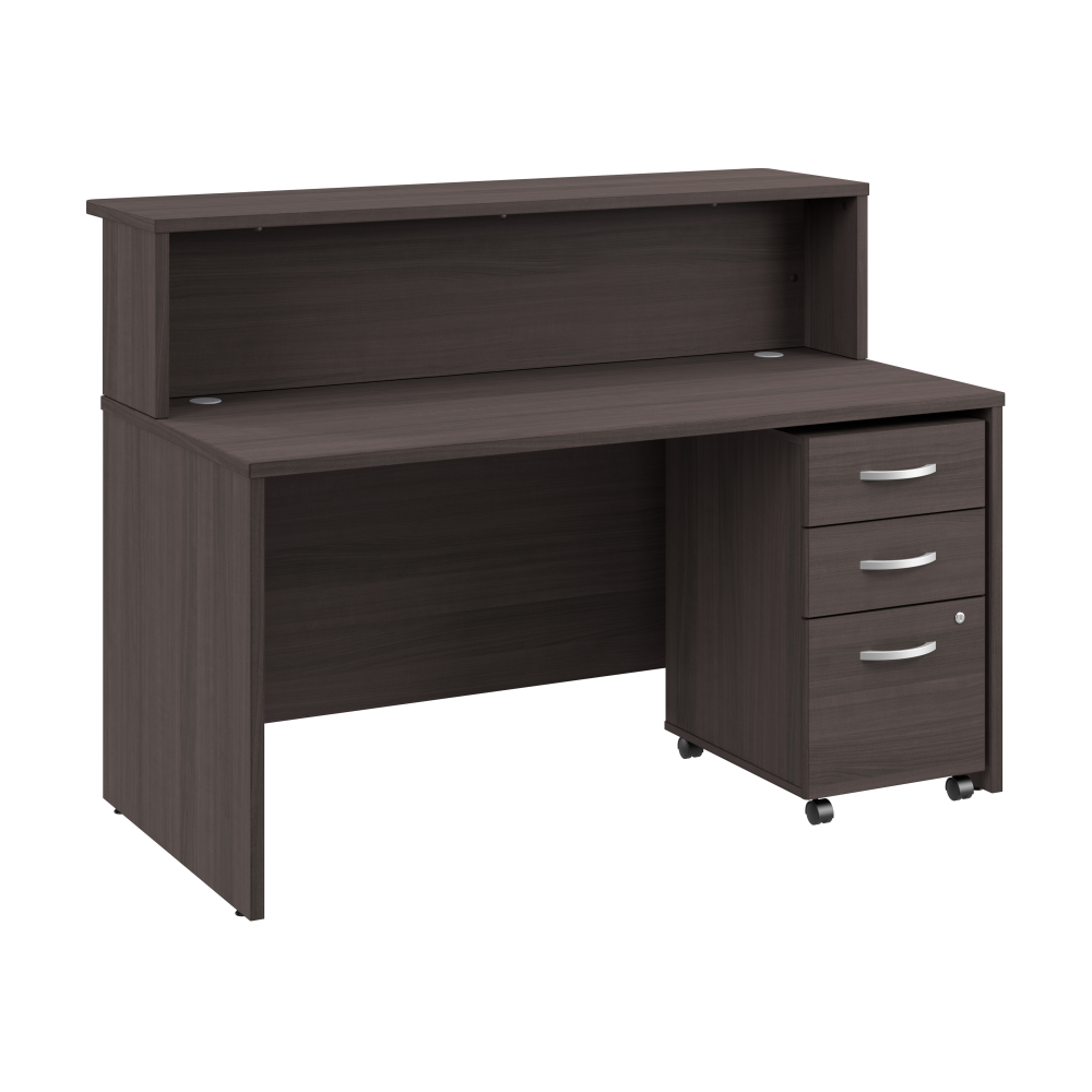 Shop Bush Business Furniture Arrive 60W x 30D Reception Desk with Shelf and Mobile File Cabinet, Image 01, ARV002SG, #color_storm gray