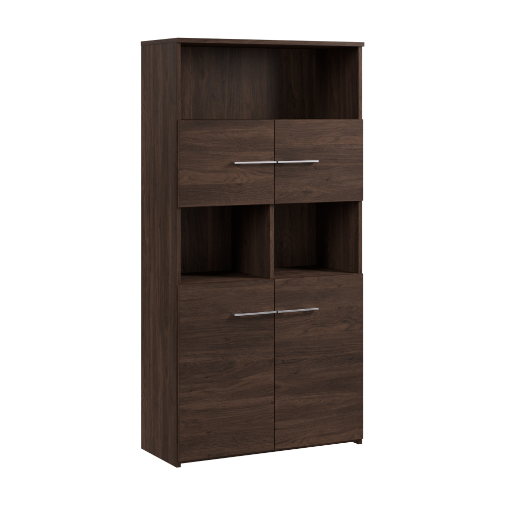 Shop Bush Business Furniture Office 500 5 Shelf Bookcase with Doors, Image 01, OFB136BW, #color_black walnut