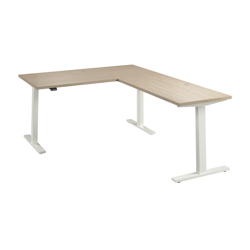 Shop Bush Business Furniture Move 60 Series 60W Height Adjustable L Shaped Standing Desk, Image 01, M6SL6078NEWK, #color_natural elm/white powder coat