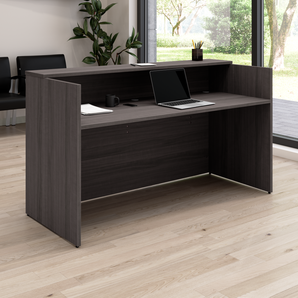 Shop Bush Business Furniture Arrive 72W x 30D Reception Desk with Shelf, Image 02, AVD172SGK, #color_storm gray