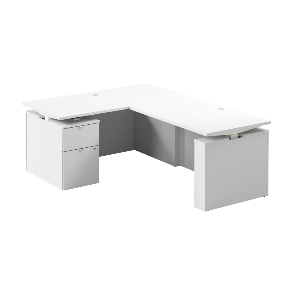 Shop Bush Business Furniture Stratus 60W x 78D Height Adjustable L Shaped Standing Desk with File Cabinet, Image 01, SUT015WH, #color_white