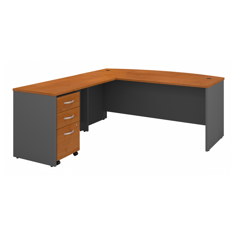 Shop Bush Business Furniture Series C 72W Bow Front L Shaped Desk with 48W Return and Mobile File Cabinet, Image 01, SRC084NCSU, #color_natural cherry/graphite gray