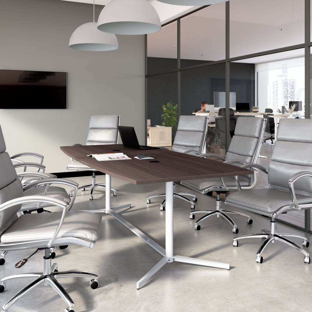 Shop Bush Business Furniture 96-inch Office Conference Table with Chairs, Image 02, CTB001SG, #color_storm gray