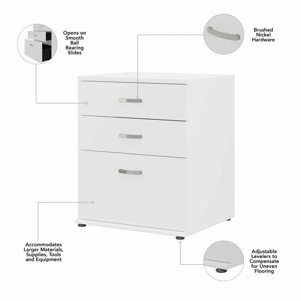 Shop Bush Business Furniture Universal Floor Storage Cabinet with Drawers, Image 07, UNS328WH, #color_white
