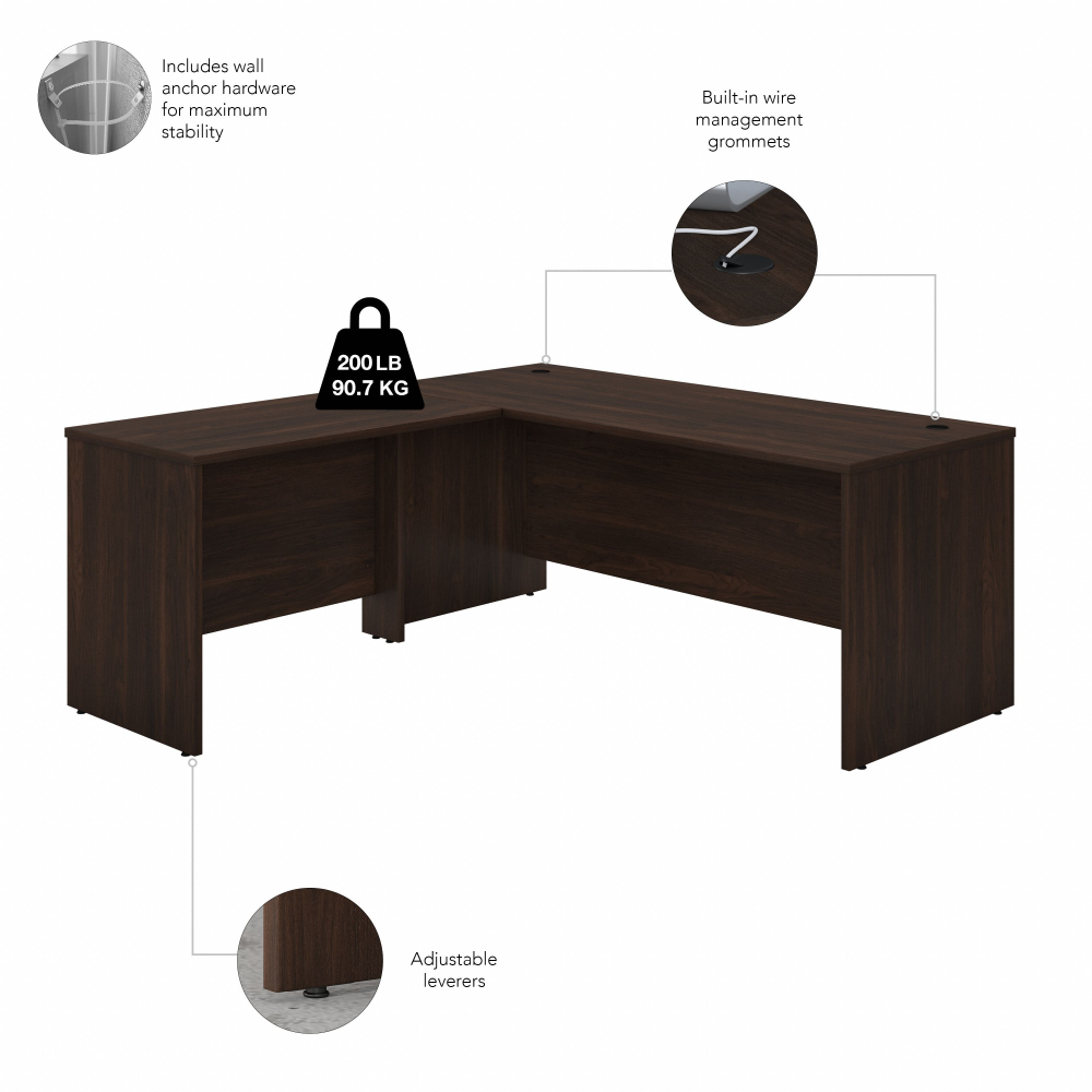 Shop Bush Business Furniture Studio C 72W x 30D L Shaped Desk with Hutch, Mobile File Cabinet and 42W Return, Image 03, STC006BWSU, #color_black walnut