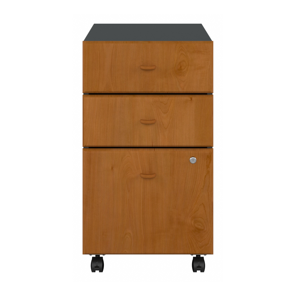 Shop Bush Business Furniture Series A 3 Drawer Mobile File Cabinet, Image 03, WC57453PSU, #color_natural cherry/slate