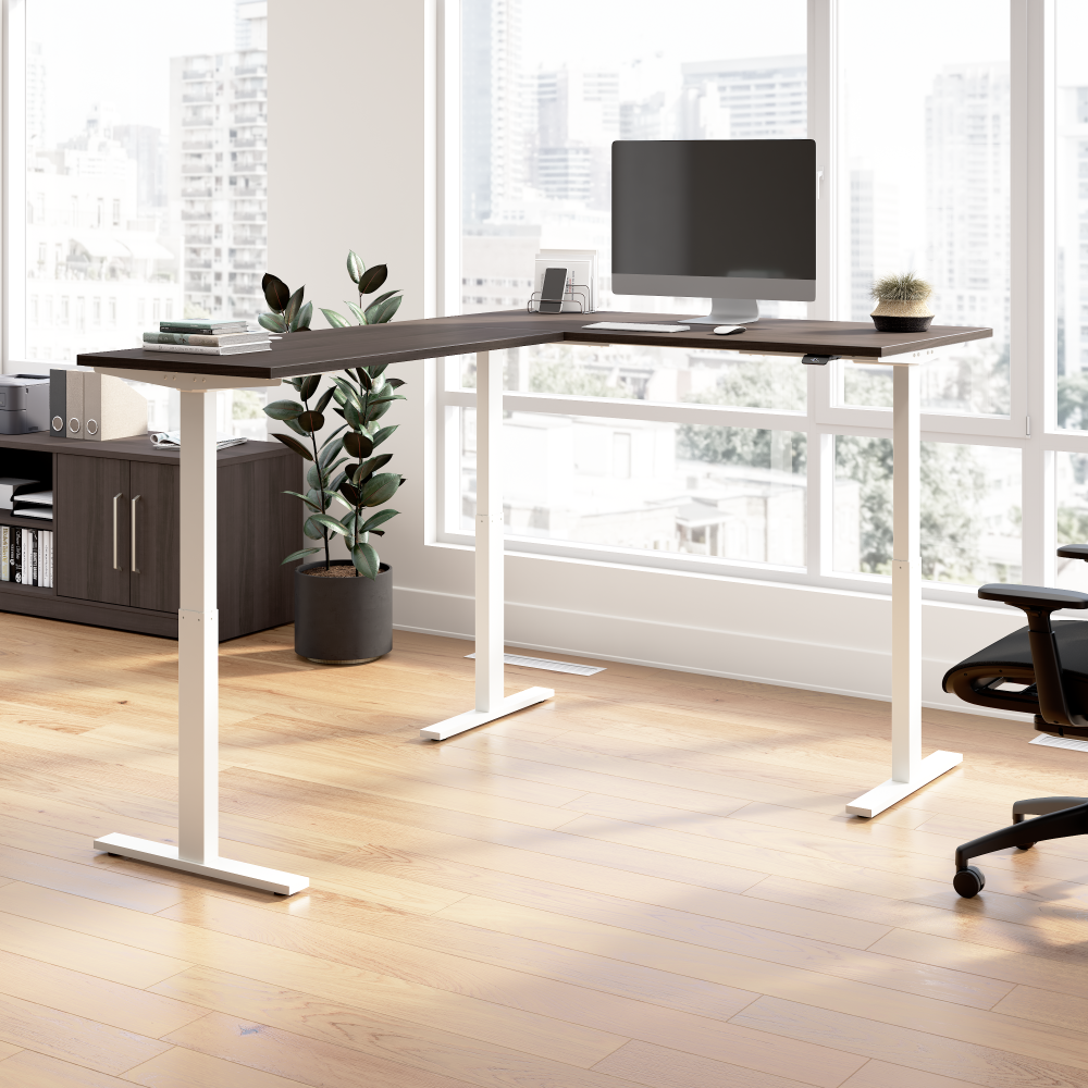 Shop Bush Business Furniture Move 60 Series 60W Height Adjustable L Shaped Standing Desk, Image 02, M6SL6078SGWK, #color_storm gray/white powder coat