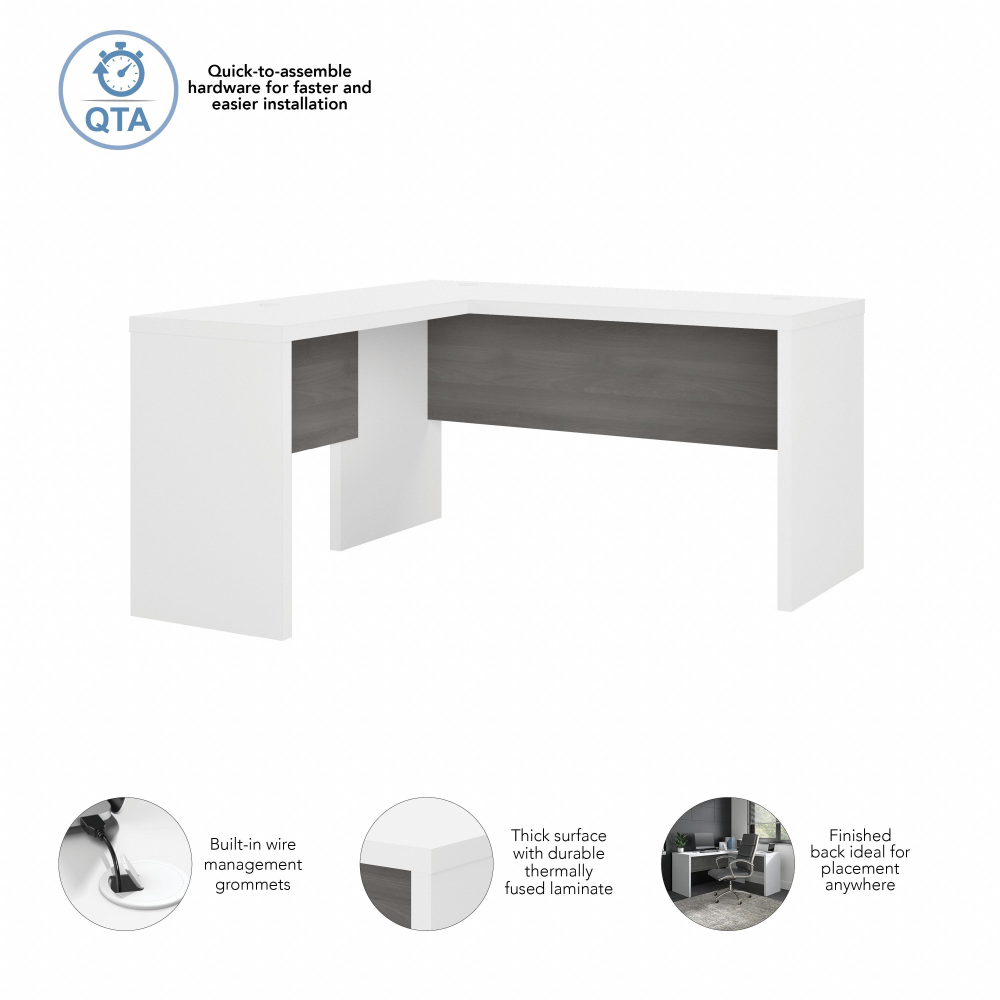 Shop Bush Business Furniture Echo L Shaped Desk, Image 06, ECH026WHMG, #color_pure white/modern gray