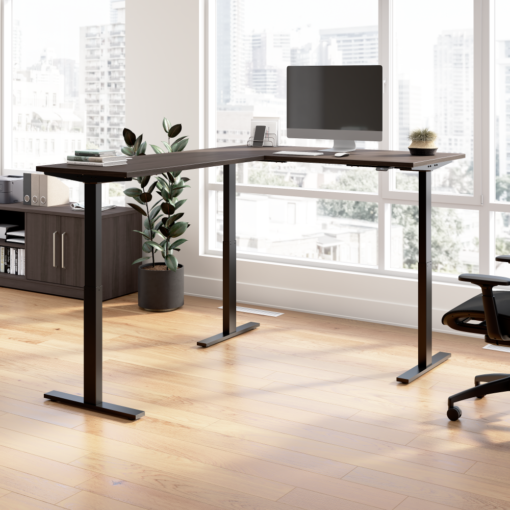 Shop Bush Business Furniture Move 60 Series 60W Height Adjustable L Shaped Standing Desk, Image 02, M6SL6078SGBK, #color_storm gray/black powder coat