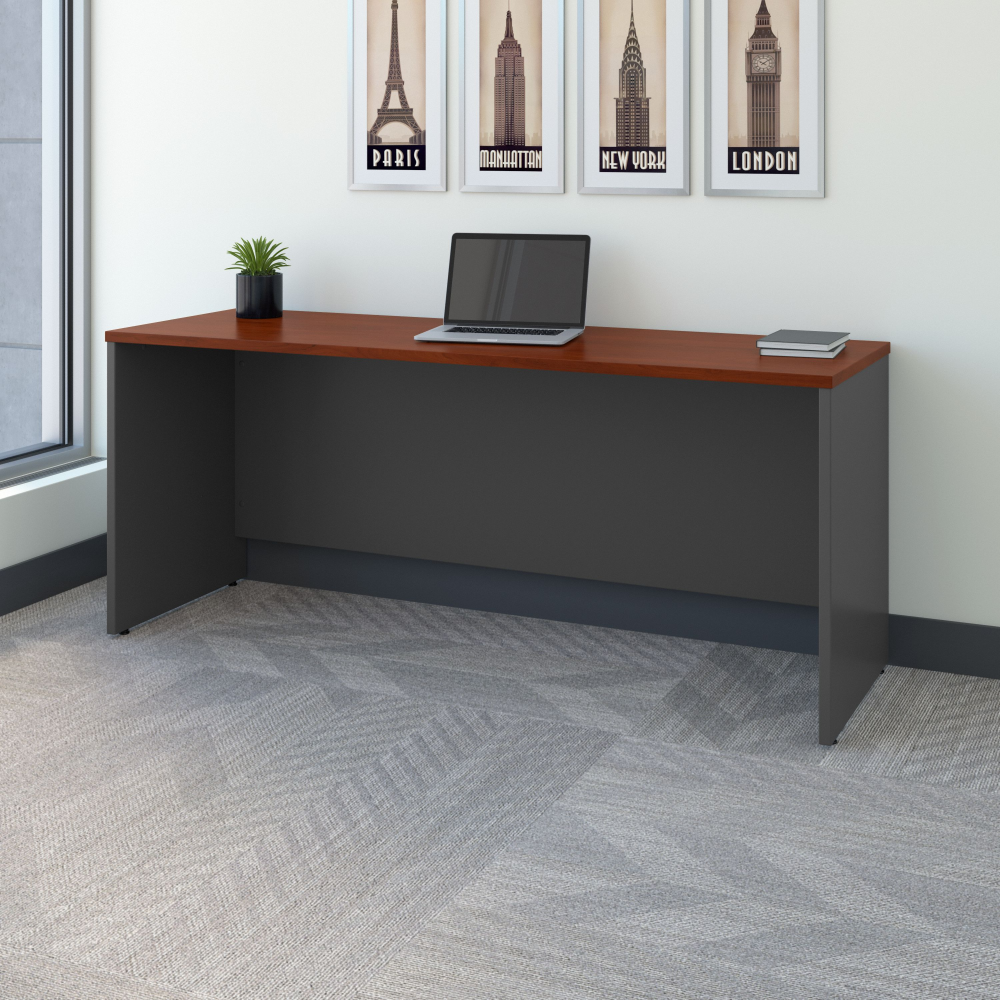 Shop Bush Business Furniture Series C 72W x 24D Credenza Desk, Image 02, WC24426, #color_hansen cherry/graphite gray
