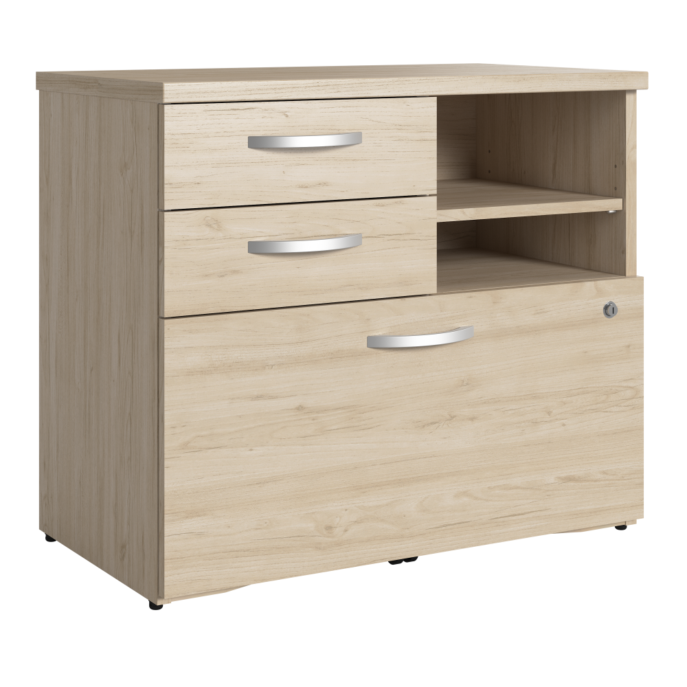 Shop Bush Business Furniture Studio C Office Storage Cabinet with Drawers and Shelves, Image 01, SCF130NESU, #color_natural elm