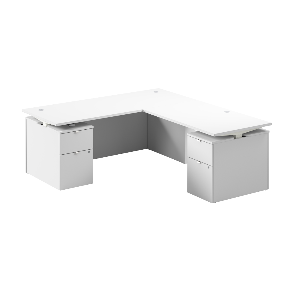 Shop Bush Business Furniture Stratus 72W x 78D Height Adjustable L Shaped Standing Desk with Drawers, Image 01, SUT018WH, #color_white