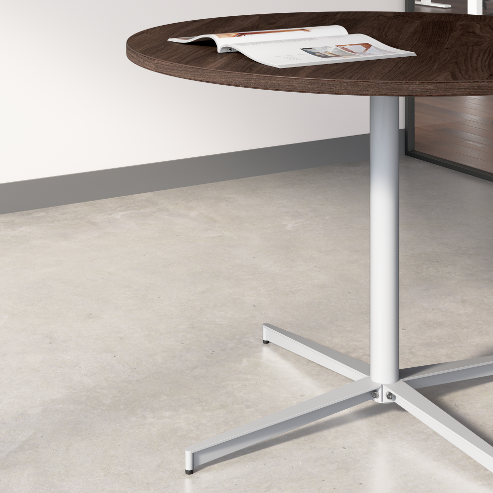 Shop Bush Business Furniture 42-inch Round Conference Table with Metal Base, Image 04, 99XTB42RBW, #color_black walnut/cool gray metallic