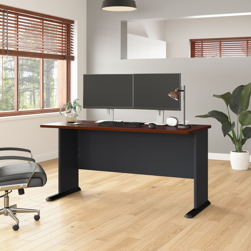 Shop Bush Business Furniture Series A 60W Desk, Image 02, WC90460A, #color_hansen cherry/galaxy