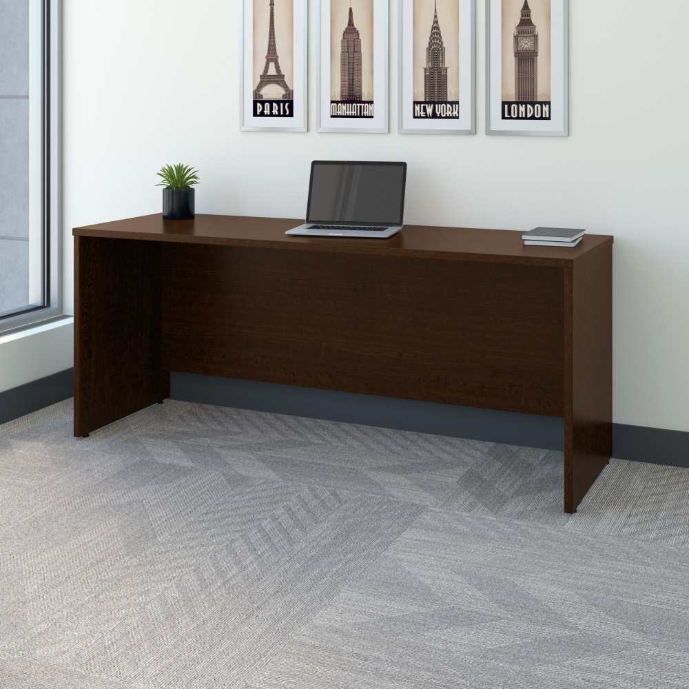 Shop Bush Business Furniture Series C 72W x 24D Credenza Desk, Image 02, WC12926, #color_mocha cherry