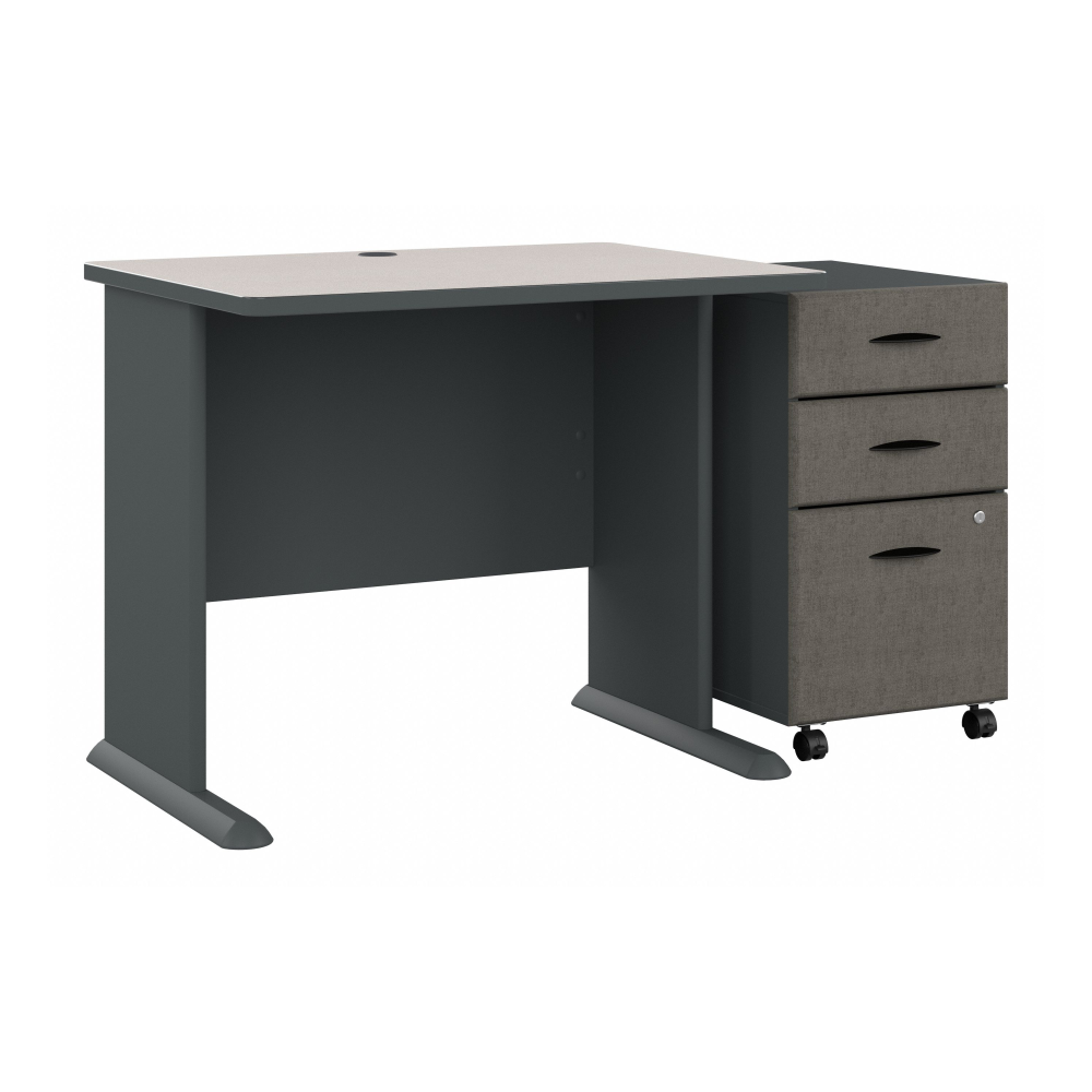 Shop Bush Business Furniture Series A 36W Desk with Mobile File Cabinet, Image 01, SRA024SLSU, #color_slate/white spectrum