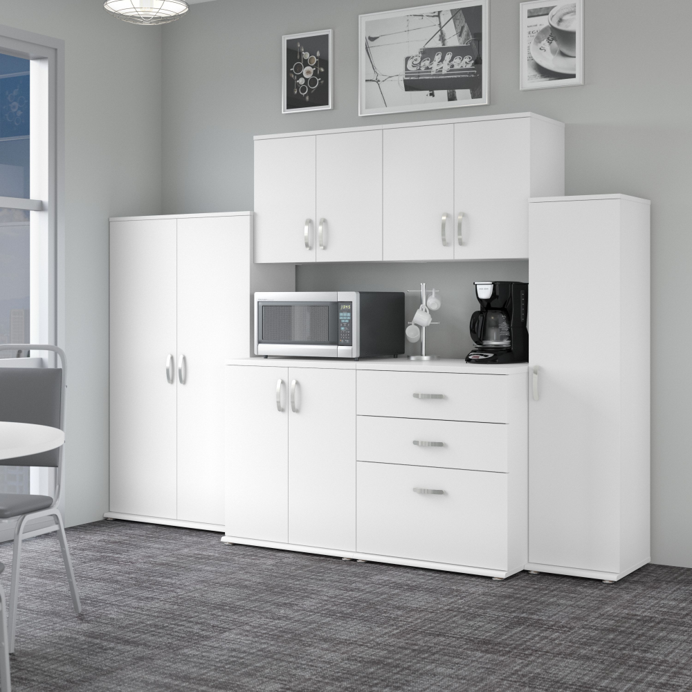 Shop Bush Business Furniture Universal 108W 6 Piece Modular Storage Set with Floor and Wall Cabinets, Image 02, UNS002WH, #color_white