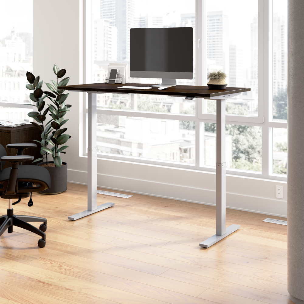 Shop Bush Business Furniture Move 60 Series 60W x 30D Electric Height Adjustable Standing Desk, Image 02, M6S6030MRSK, #color_mocha cherry/cool gray metallic