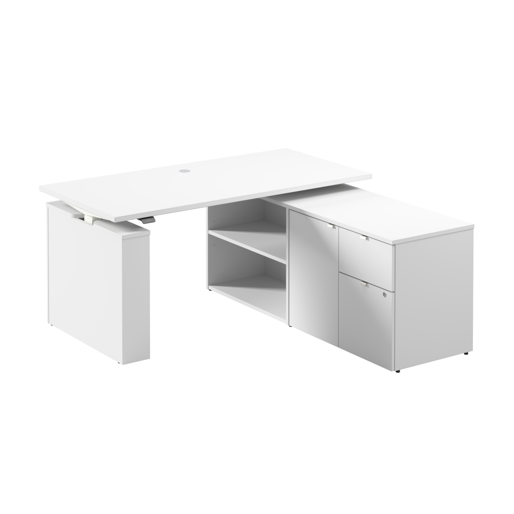 Shop Bush Business Furniture Stratus 60W x 30D Electric Height Adjustable Standing Desk with Storage, Image 01, SUT019WH, #color_white