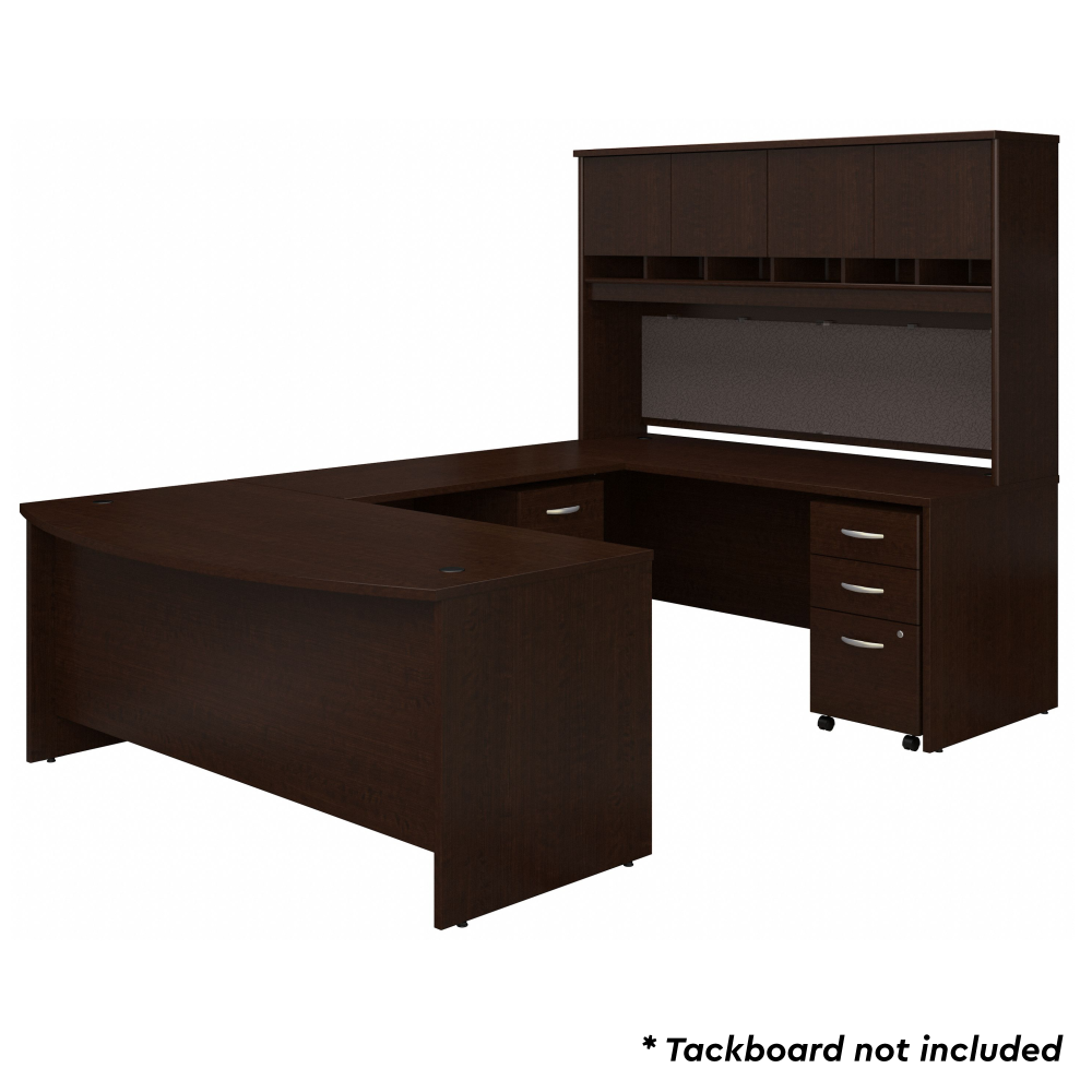 Shop Bush Business Furniture 72W Bow Front U Shaped Desk with Hutch and Storage, Image 03, SRC095MRSU, #color_mocha cherry