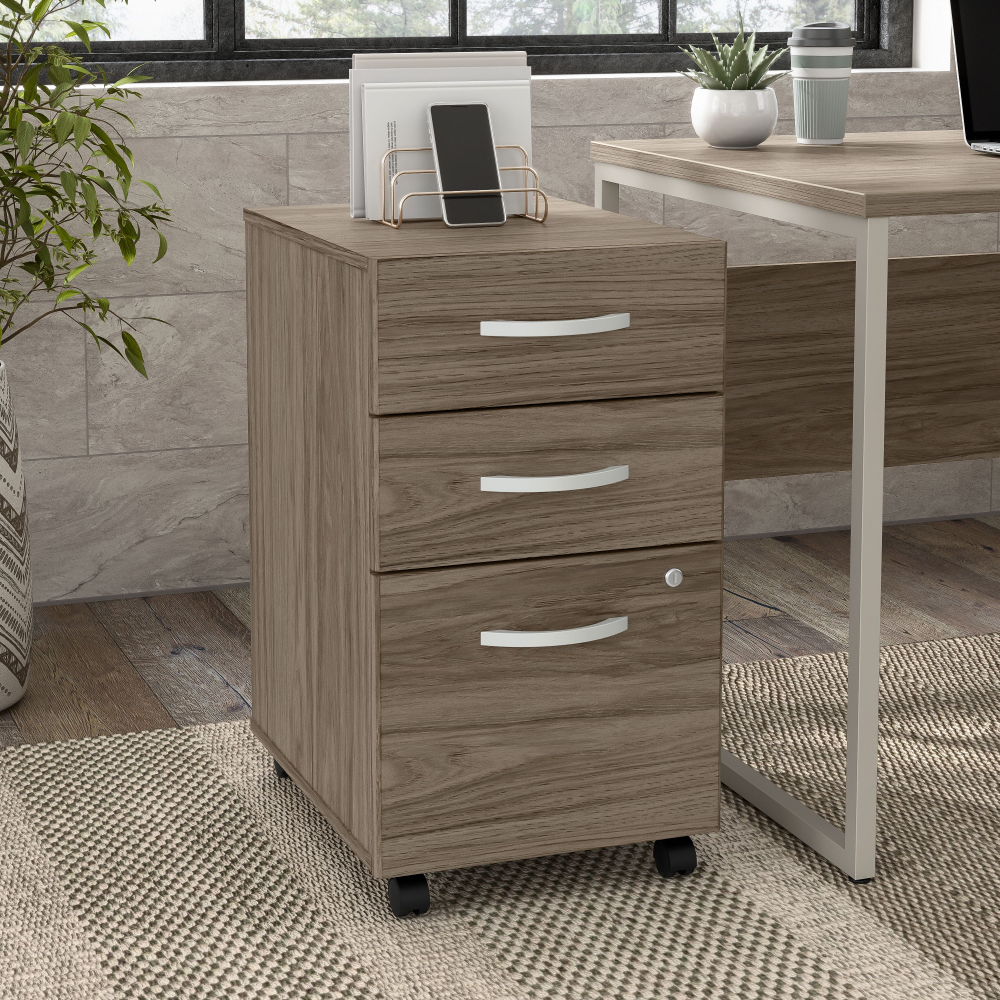 Shop Bush Business Furniture Hybrid 3 Drawer Mobile File Cabinet - Assembled, Image 02, HYF216MHSU-Z, #color_modern hickory