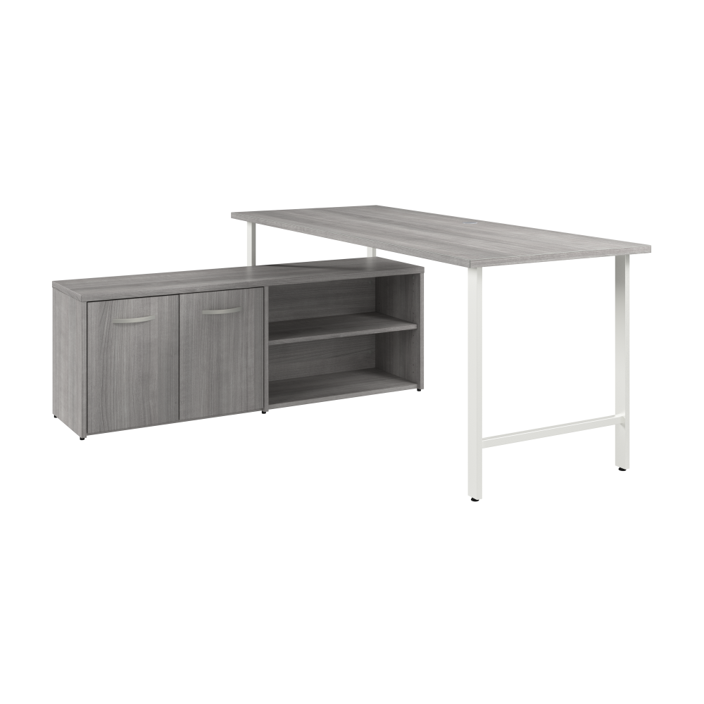 Shop Bush Business Furniture Hustle 72W x 30D Computer Desk and Low Storage Cabinet with Doors and Shelves, Image 01, HUS012PG, #color_platinum gray