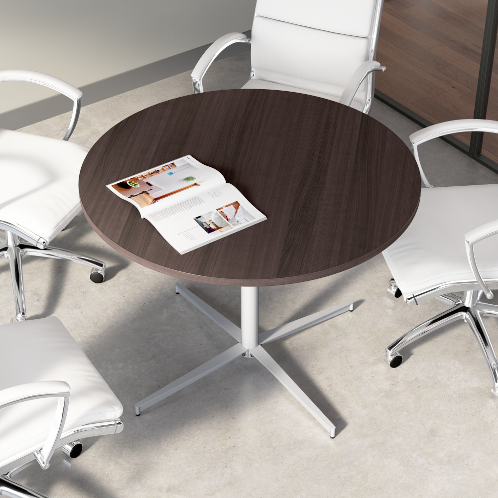 Shop Bush Business Furniture 42-inch Round Conference Table with Metal Base, Image 03, 99XTB42RSG, #color_storm gray/cool gray metallic