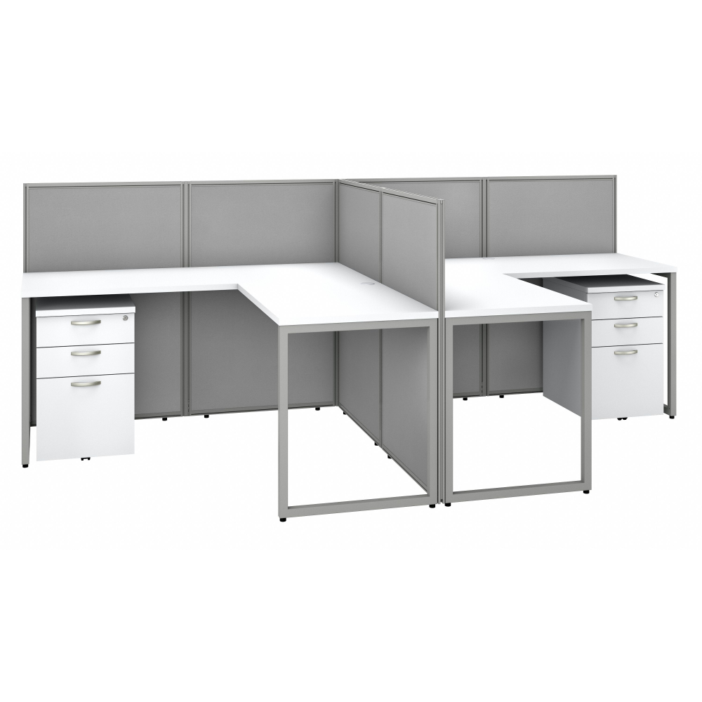 Shop Bush Business Furniture Easy Office 60W 2 Person L Shaped Cubicle Desk with Drawers and 45H Panels, Image 01, EOD560SWH-03K, #color_pure white/silver gray fabric