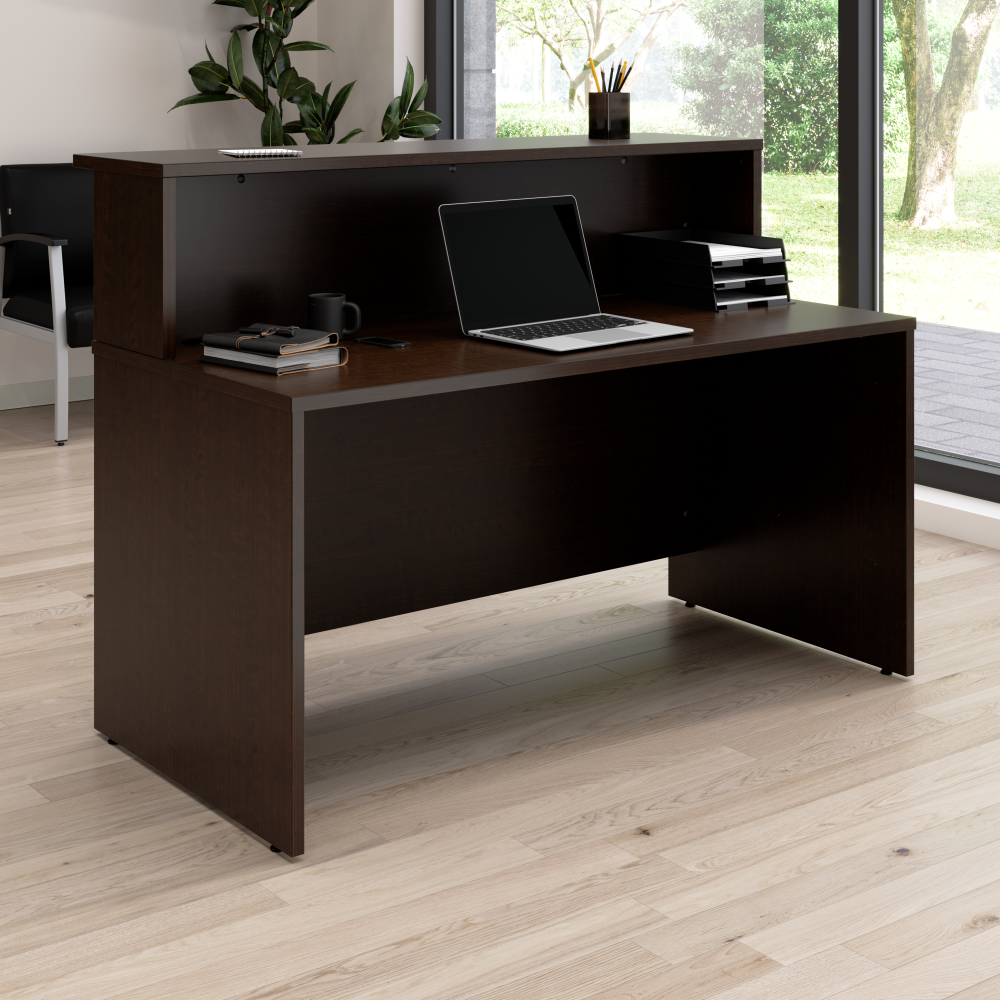 Shop Bush Business Furniture Arrive 60W x 30D Reception Desk with Shelf, Image 02, ARV001MR, #color_mocha cherry