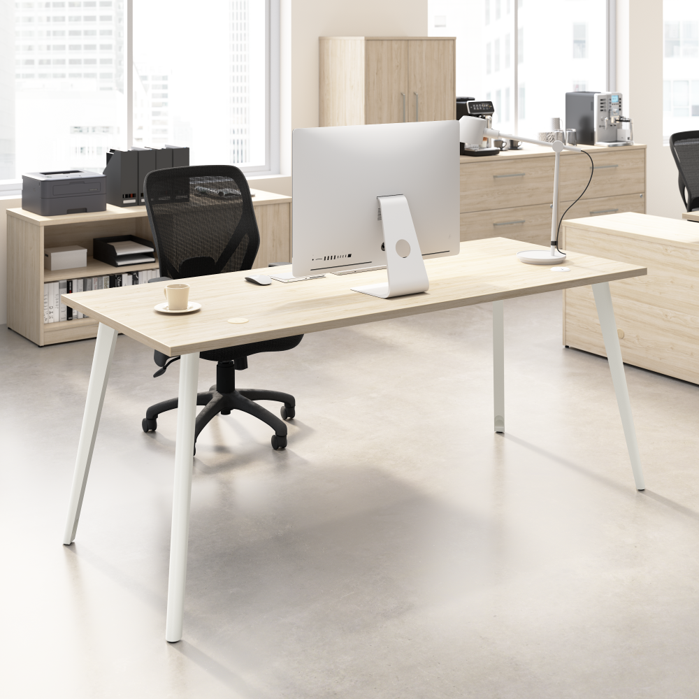 Shop Bush Business Furniture Vista 72W x 30D Computer Desk with Splayed Metal Legs, Image 02, VSD172NE, #color_natural elm