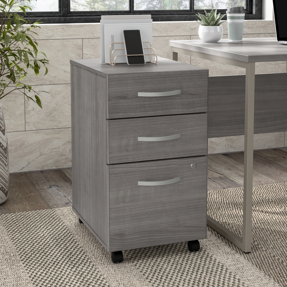 Shop Bush Business Furniture Hybrid 3 Drawer Mobile File Cabinet - Assembled, Image 02, HYF216PGSU-Z, #color_platinum gray