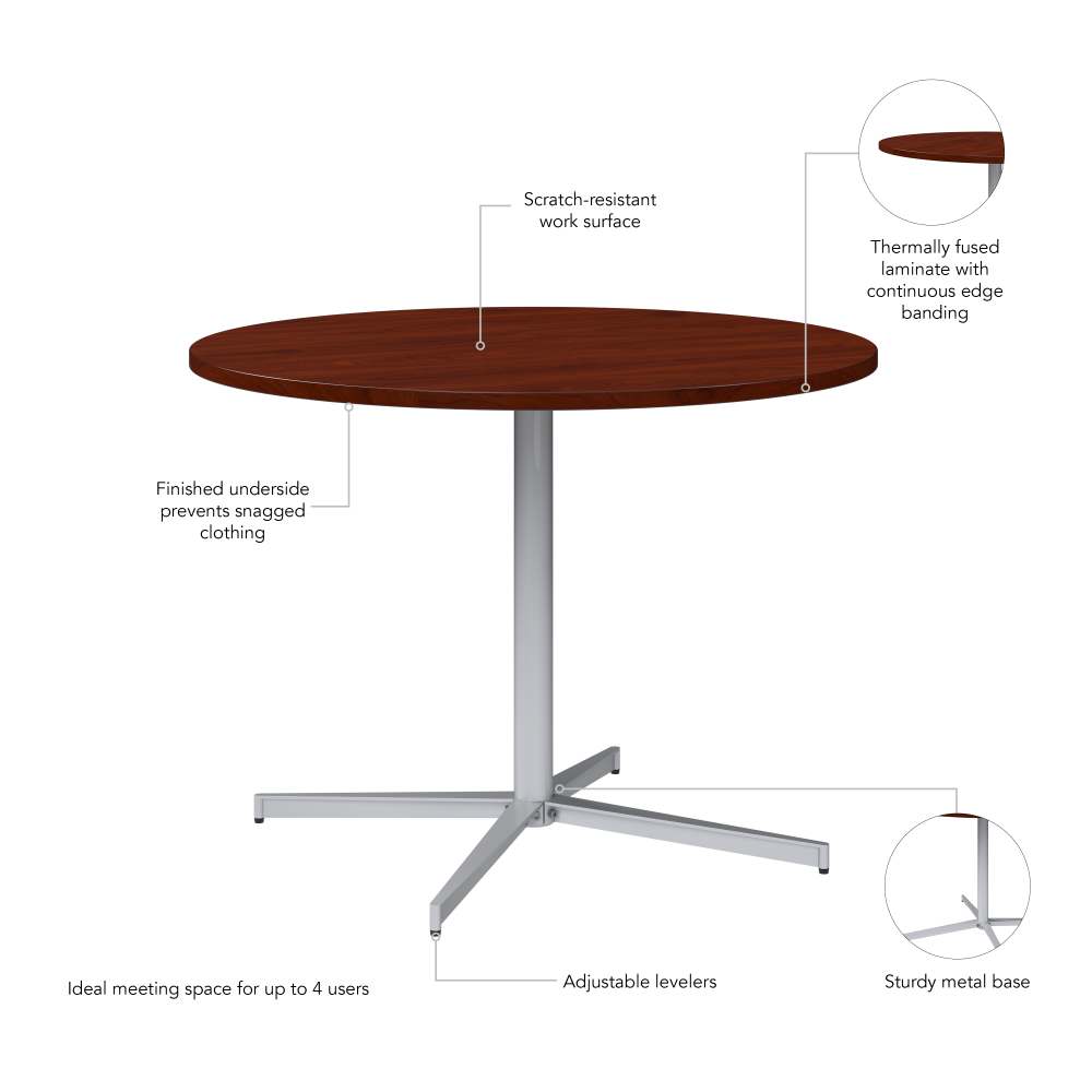 Shop Bush Business Furniture 42-inch Round Conference Table with Metal Base, Image 05, 99XTB42RHC, #color_hansen cherry/cool gray metallic