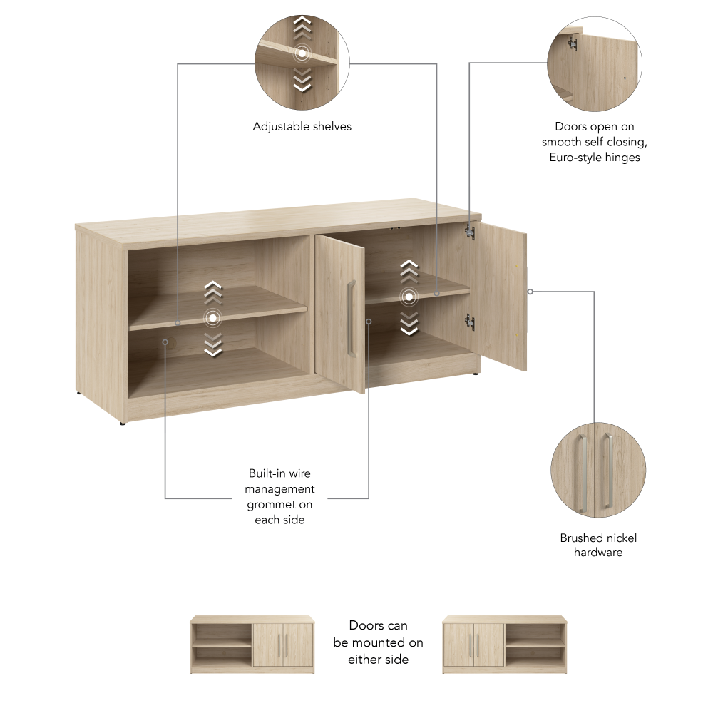 Shop Bush Business Furniture Vista Low Storage Cabinet with Doors and Shelves, Image 05, VSS160NE, #color_natural elm