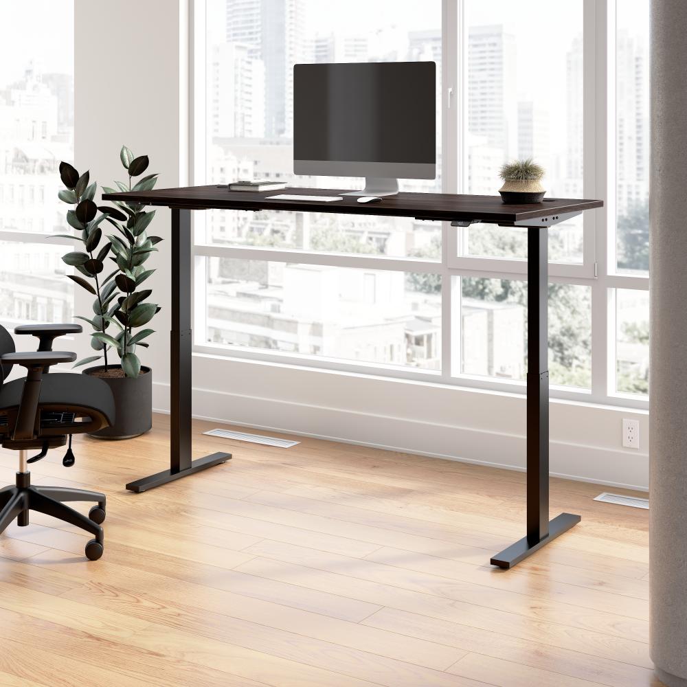 Shop Bush Business Furniture Move 60 Series 72W x 30D Electric Height Adjustable Standing Desk, Image 02, M6S7230BWBK, #color_black walnut/black powder coat