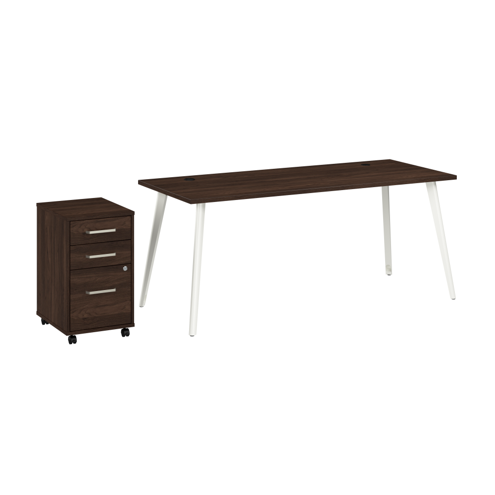 Shop Bush Business Furniture Vista 72W Desk with Splayed Metal Legs and 3 Drawer Mobile File Cabinet, Image 01, VST001BWSU, #color_black walnut