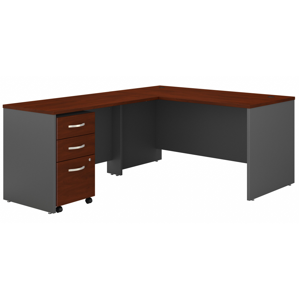 Shop Bush Business Furniture Series C 60W L Shaped Desk with 3 Drawer Mobile File Cabinet, Image 01, SRC146HCSU, #color_hansen cherry/graphite gray