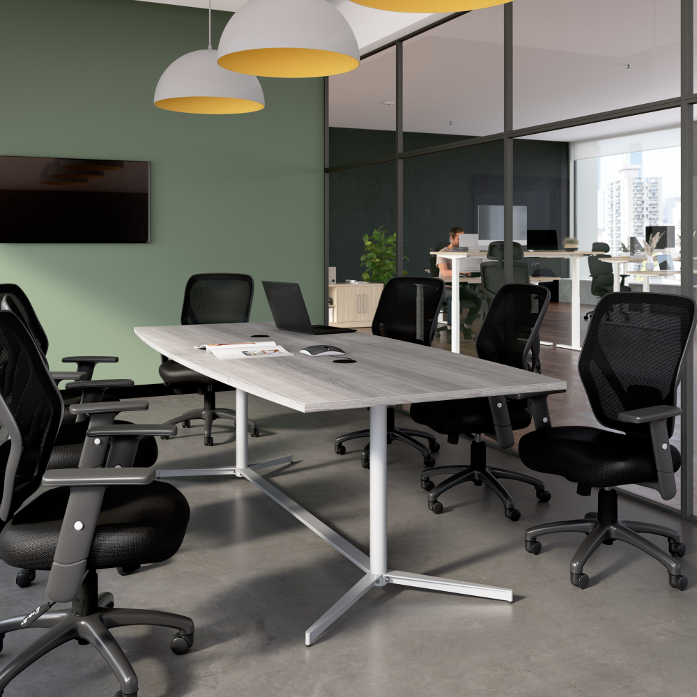 Shop Bush Business Furniture 96-inch Office Conference Table with Metal Base, Image 02, 99TBM96PGSVK, #color_platinum gray