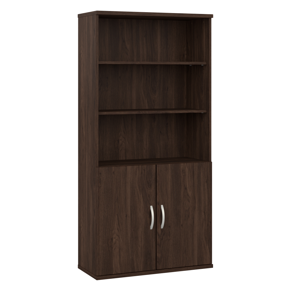 Shop Bush Business Furniture Hybrid Tall 5 Shelf Bookcase with Doors, Image 01, HYB024BW, #color_black walnut