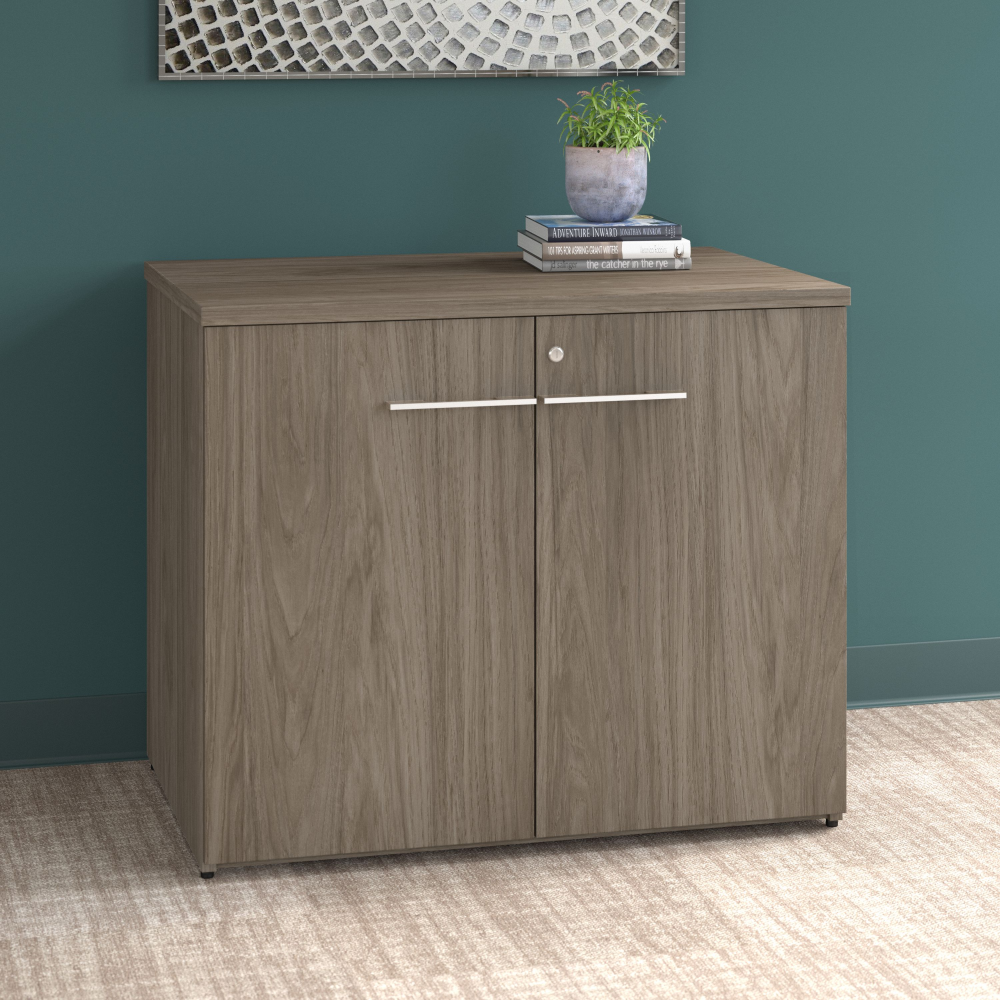 Shop Bush Business Furniture Office 500 36W Storage Cabinet with Doors - Assembled, Image 02, OFS136MHSU, #color_modern hickory